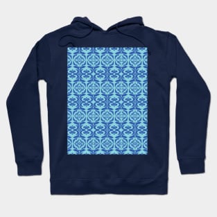 Vintage elegant damask pattern blue Hoodie